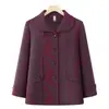 Jaquetas com Lapela para Mulheres de Meia-Idade e Idosas, Novo Estilo de Outono para Avós, Roupas de Exterior Casuais, Soltas e Estilosas para Senhoras Idosas