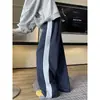 Pantalones deportivos casuales de retazos a rayas estilo americano para hombre, pantalones rectos casuales deportivos de otoño, pantalones holgados de pierna ancha, modernos y elegantes