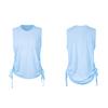 Hilo de Bambú Verano Transpirable Chaleco de Yoga para Mujer Holgado Cuello Redondo sin Mangas Top Deportivo Dobladillo con Cordón Yoga Cover-Up