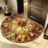 Tapete de Chão Meio Redondo de Lama Diatomácea com Padrão de Flores Retrô à Prova de Poeira Resistente a Manchas Tapete para Porta de Entrada Absorvente de Água Antiderrapante Tapete para Banheiro