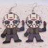 Aretes de madera de Halloween transfronterizos Personajes de películas de terror europeas y americanas Aretes exagerados para las fiestas Joyería de Amazon