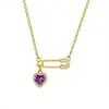 Collar con Broche de Corazón Transfronterizo Europeo y Americano para Mujer, Cadena para Clavícula Personalizada de Acero de Titanio de Lujo Ligero, Collar de Gama Alta de Nicho Estilo Ins