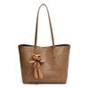 Bolso Tote de Moda Popular Simple Elegante con Puntadas Maillard para Mujer de Gran Capacidad Bolso de Hombro de Estilo Perezoso Retro