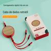 Nova linha de carregamento três em um de bambu Tipo-C 5A tipo madeira Rolha um para três linha de dados telescópica carregamento rápido fabricantes