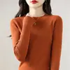 Camiseta básica elegante de cuello redondo OEM para mujer, top de punto ajustado y adelgazante, nueva moda Otoño e Invierno 2026