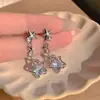 Brincos de Zircônia Estrela Estilo Coreano Temperamento Doce Brincos de Luxo Leve de Alta Qualidade Brincos Longos de Luxo Leve Diamante Joia de Orelha Personalizada