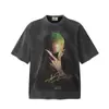 26 Marca Europea y Americana de Tendencia Transfronteriza Colaboración Travis Scott Camiseta de Manga Corta Lavada Vintage Unisex High Street Manga Media