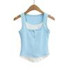 Americana Hot girl sexy contraste cor falso colete de duas peças feminino 2024 Verão elástico empilhado sling Net cintura vermelha top apertado