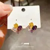 Pendientes de Aguja de Plata Estilo Lujo Ligero Zirconia de Colores Geométricos Ovalados Cuadrados Pendientes Retro de Nicho Elegantes de Gama Alta para Mujeres