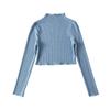 Conjunto de camiseta de cachemir de cuello semi-alto con orejas de madera de cintura alta ajustada + pantalones ajustados de cadera micro acampanados para mujer otoño