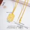Puzuoqiang Proteção de Cor Dourado Brilhante 24K Processo CNC Senhor Celestial dos Cinco Trovões Taoísta Colar Pingente Amuleto Corrente para Clavícula