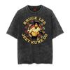 Camiseta de manga corta para hombre de la Costa Oeste con estampado de kung fu, boxeo, holgado, desgastado y estilo batik vintage de verano