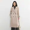 Nuevo Estilo Otoño e Invierno 2026 Abrigo de Lana Doble Faz, 100% Lana Pura, Largo Medio para Mujer, Gama Alta, Elegante, Abrigo Reductor de Edad con Cinturón
