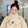 Bufanda Suave de Terciopelo Estampado Japonés de Oso Lindo para Niña Caliente Otoño e Invierno Protección del Cuello Estilo ins Versátil Bufanda para Estudiante