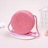 Directamente del fabricante: Monedero de Playa para Niños, Bolso Redondo Tejido de Paja, Bolso Pequeño Plano Cruzado al Hombro de Cuerda de Algodón
