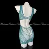Bata Lencería con Diseño Hueco, Vestido de Malla Transparente, Entrepierna Abierta, Desgarrable, Provocativo Sexy, Ropa de Dormir sin Quitar, Tentador para Mujeres 7830