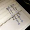 Pendientes de Tachuela con Borla de Lazo de Circonita Cúbica Aguja de Plata Exquisitos Modernos Pendientes de Banquete Lujo Ligero Gama Alta Versátiles Accesorios para Pendientes Venta al por Mayor