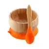 Set de Vajilla de Bambú para Bebé con Formas de Animales de Dibujos Animados, Plato para Comida Complementaria Infantil, Plato Dividido para Comer Bebé