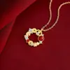 Collar Atrae Fortuna de Plata de Ley 925 Nuevo Estilo Chino Cadena de Clavícula de Oro de 18 Quilates Colgante de Moneda Ruyi Venta al por Mayor