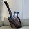 Meias com brilho de óleo, roupa íntima sexy, meias sensuais, transparentes, com brilho de óleo, amônia nua, seda fiada, peça única, virilha aberta, virilha fechada, meia-calça
