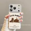 Adequado para capas de celular Apple 18 Pro Max e iPhone 18 Pro, apresentando um design de filhote de cachorro de cabelo marrom