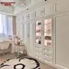 Fábrica de Guangzhou Gabinetes Estilo Americano Estilo Francés Madera Maciza Vestidor Hecho a Medida General Armario de Comercio Exterior Villa Casa Entera