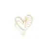 Broche Dupla Camada Coração Doce e Versátil Estilo Coreano, Banhado a Ouro com Strass e Pérolas Artificiais, Broche Coração Pêssego para Mulheres