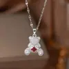 Collar Cruzado Corazón Oso Circonita Acero Inoxidable Diseño de Nicho Versátil Lindo Estilo Japonés y Coreano Cadena para Clavícula para Mujeres Venta al por Mayor