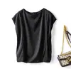 Camiseta de Manga Corta de Seda de Morera de Verano para Mujer Nueva Cuello Redondo Blanca Sencilla Fina Chaleco Superior para el Trabajo