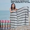 Toalla de Baño de Terciopelo Coral, Toalla Envolvente Absorbente Extra Grande Rayada, Suave y Amigable con la Piel, Exclusivamente para Ventas Transfronterizas en Temu