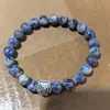Pulsera elástica transparente con abalorios de Ojo de Tigre de 8 mm, Turquesa Blanca, Ágata Rayada Morada, Huella de Perro, Venta Caliente Transfronteriza, Venta al por Mayor