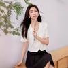 Nova Blusa de Chiffon com Fivela Estilo Chinês Feminina Verão 2024 Nova Elegante Estilo Nacional Decote V Manga Curta Bolha Top Curto