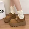 Nuevos zapatos Birkenstock retro versátiles de suela blanda con corte profundo que aumentan la altura para mujer 2026, zapatos de hebilla de cinturón de talla pequeña con suelas gruesas versátiles