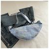 Bolsa Feminina da Moda 2024 Verão Nova Casual Versátil Bolsa Transversal Bordado Listrado Fio Bolsa para Celular Bolsa Dumpling Bolsa Macia