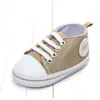 Sapatos de Bebê com Solado Macio, Lona Simples, Sapatos de Caminhada para Bebê, Cor Sólida Linha d'Água, Novo Modelo Primavera e Outono, Com Cadarço Antiderrapante