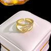Anillo de Mariposa con Circonita Incrustada en Cobre Estilo Similar a Xiaohongshu para Mujer, Accesorios de Moda de Lujo Ligero con Perla Chapados en Oro Real de Alta Calidad