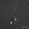 Colgante Turquesa Temperamento Retro Collar Apilable Diseño de Nicho Estilo Bohemio Colgante Turquesa Cadena para Suéter