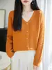 Tricô Feminino Gola V Preguiçoso Caimento Solto Macio Versátil Top Primavera Outono Diário Estilo Elegante Cardigã Simples