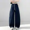 Foto real de los pantalones nuevos de verano 2026 de secado rápido con dobladillo curvo, uso bidireccional, pierna ancha, con puño, estilo americano holgado casual deportivo