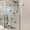 Variedade de Adesivos de Espelho de Vidro Flor de Borboleta Floral Preta Vinha Decoração de Casa Banheiro Autoadesivos de Parede Atacado
