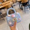 Bolsa de Gelatina Infantil de Dibujos Animados Lindos Pvc Cadena de Diamantes Bolso Cuadrado Pequeño Mini Bolso de Mano con Perlas para Niña Bolso Cruzado de Mano