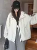 Chaqueta Corta con Capucha para Mujer 2026 Otoño Nueva Holgada Casual Versátil Cortavientos Petite Adelgazante Chaqueta Top