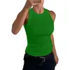 2025 Verano Top de Tirantes Acanalado de Cuello Redondo Ajustado Espalda Cruzada para Mujer Sitio Independiente de Amazon Transfronterizo Europeo y Americano