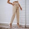 Bai Fen Zhi Yi Verano 2025 Nuevo Estilo Europeo y Americano Color Sólido Plisado de Atar Pierna Recta Plegado Casual para Mujer