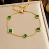 Accesorios Cuadrados Geométricos Versátiles de Moda Nicho Estilo Coreano con Pedrería, Cadena con Colgante en Forma de Corazón, Pulsera de Joyería de Acero Inoxidable