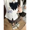 Camisa Blanca Auténtica de Uniforme JK con Cintura Ajustada y Mangas Abullonadas Verano 2024 Estilo Preppy Camisa de Cintura Ajustada Manga Corta