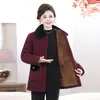 Madre de mediana edad Otoño Invierno Estilo Nuevo Chaqueta de Algodón Engrosada con Felpa Ropa Exterior Ropa para Mujeres de Mediana Edad y Mayores Chaqueta Acolchada de Algodón Cálida con Solapa Ropa de Algodón Mujer