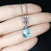 AliExpress popular aquamarine pingente novo cheio de diamante azul cristal colar gota em forma céu azul topázio pingente