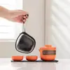 Juego de Té Cerámico para Viaje Pequeño Portátil Taza Rápida Tetera para Acampar al Aire Libre Viajes Una Tetera Dos Tazas
