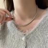 Ins fiebre blogger mismo estilo cool gris plateado collar de perlas Shijia cadena suéter apilada clásica retro francesa